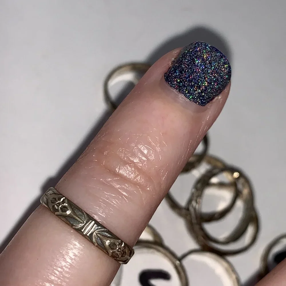 Sterling Silver Floral Design Ring, Size 3
